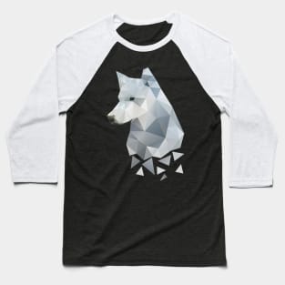 Dramabite Low-poly polygon grey wolf geometric minimal illustration Baseball T-Shirt